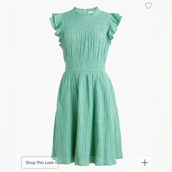 J Crew Dress Sea Foam Green Ruffle Sleeve Mini Stretch Dress NWT Pockets XXL - Picture 1 of 11